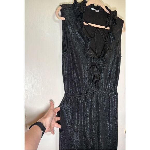 ZAC zac Posen black jumpsuit metallic black wide leg size 10 - Picture 9 of 16